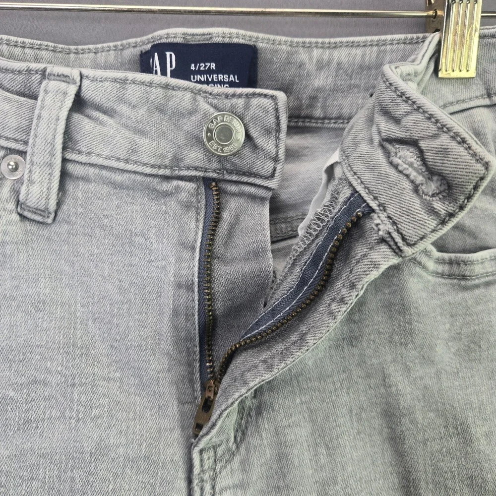 Gap Universal Legging Jeans Size 4/27R Light Gray Skinny Raw Hem Stretch Denim